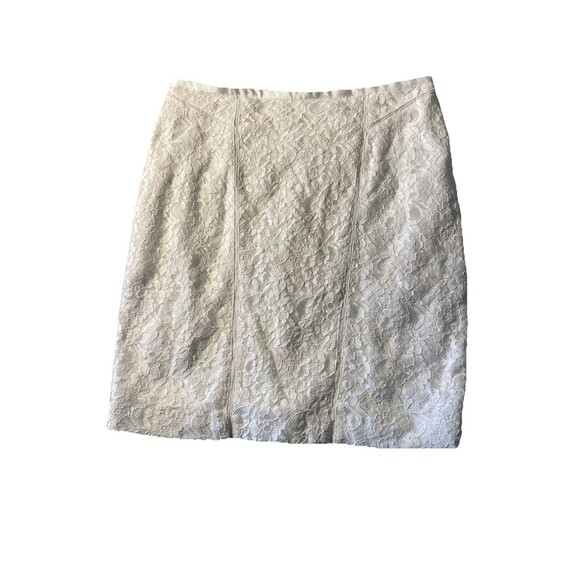 Cato Lace Skirt Women's‎ 14 White Floral Patterns Lined Zipper And Clasp Back - Picture 1 of 6